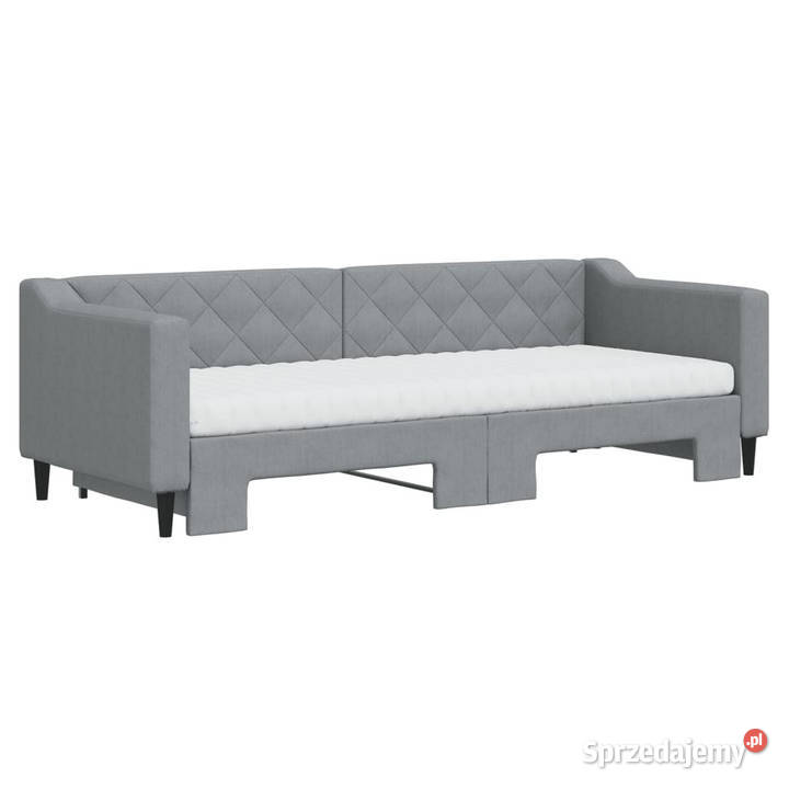 Sofa rozsuwana z materacami jasnoszara tkanina