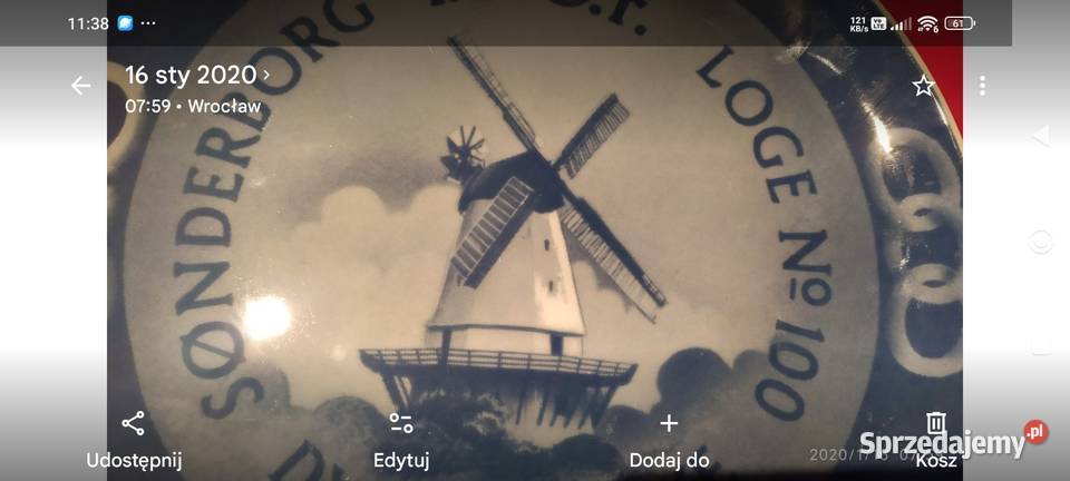 Talerz kolekcjonerski Wiatrak porcelana Dania Wrocław