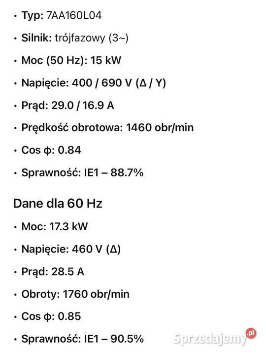 Silnik elektryczny trzyfazowy 15kW Gorysze