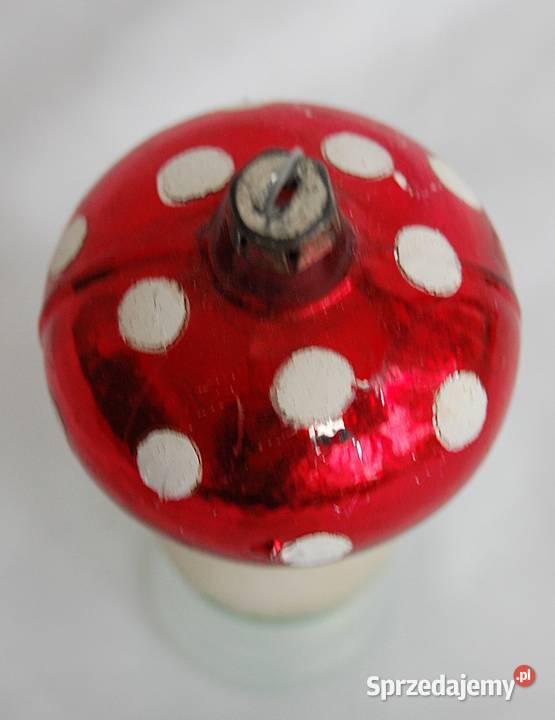 Stara bombka szklana ręcznie malowana muchomorek lubelskie Lublin