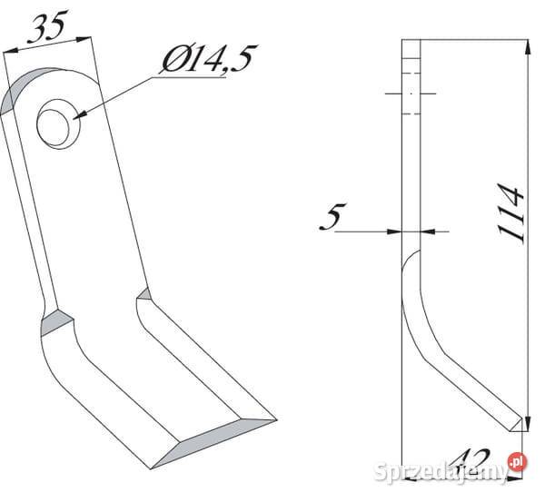 Nóż bijaka 35x114 mm pasuje do Agrimaster CK1130 małopolskie Kamionna