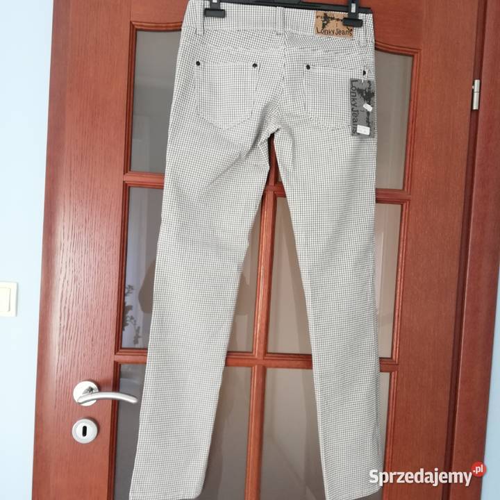 Spodnie NOWE w drobną kratkę 28 LONKY Spodnie łódzkie Sieradz