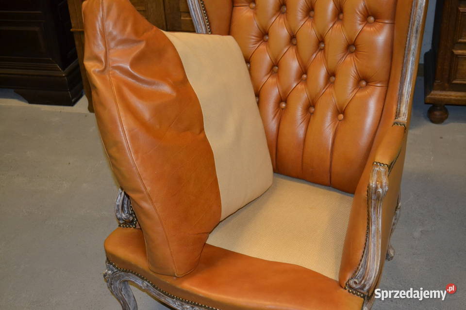 fotel ludwikowski skóra pikowania Będzin
