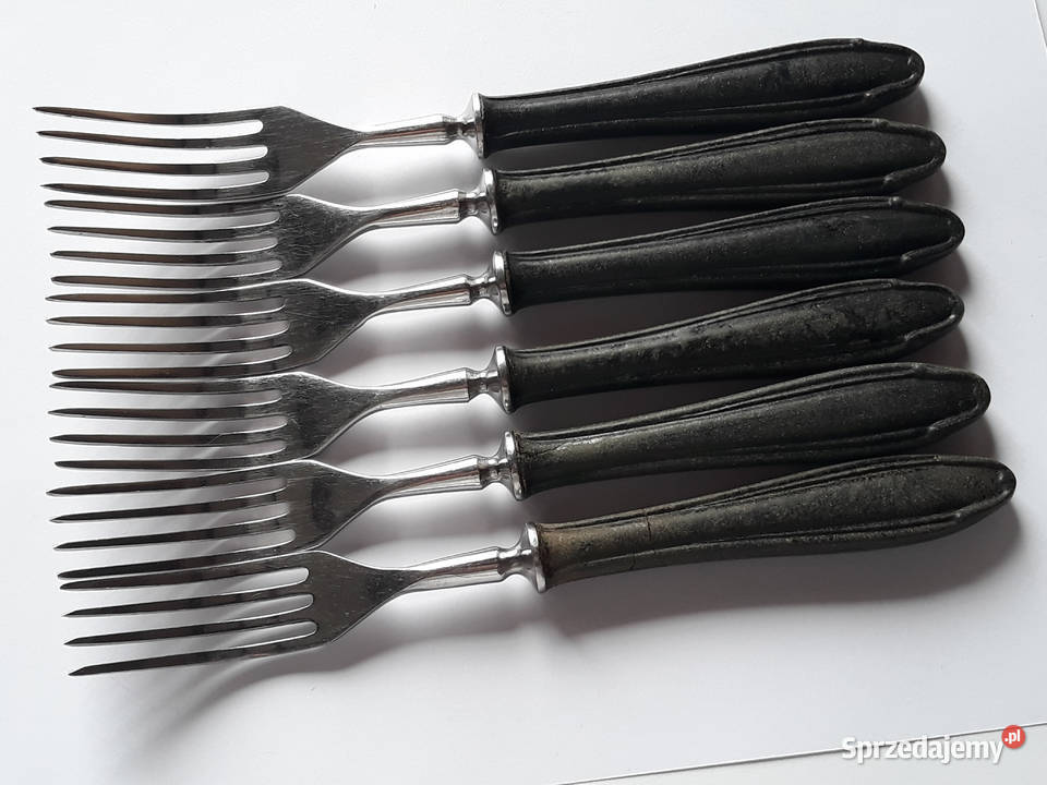 Widelce obiadowe 1 BAKELIT sztućce PRL Dąbrowa Górnicza