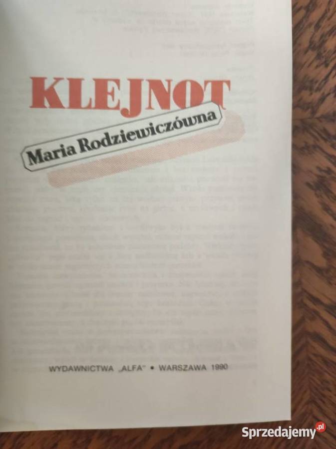 Klejnot Maria Rodziewiczówna 1990 świętokrzyskie Kielce sprzedam