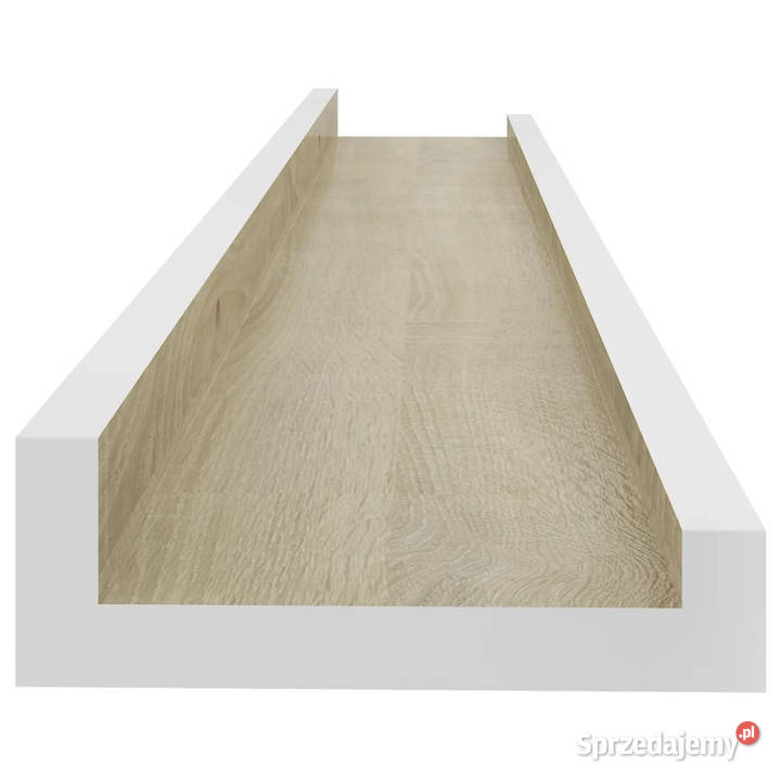 Półki ścienne 4 biel i dąb sonoma 60x9x3 Półki
