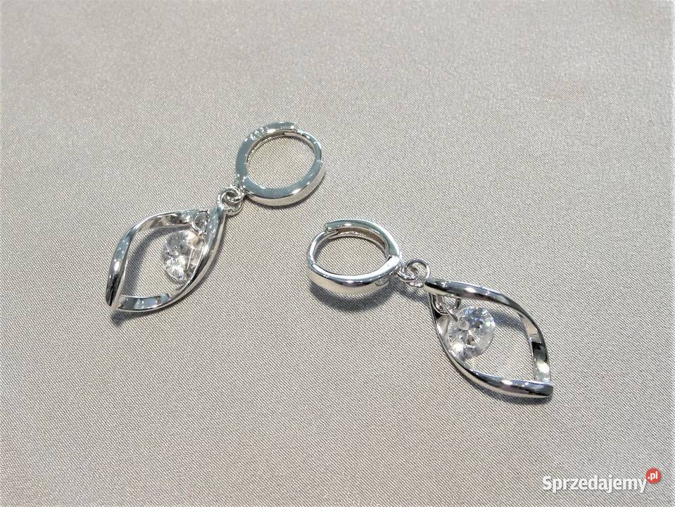 Srebrne kolczyki z cyrkoniami Białystok sprzedam