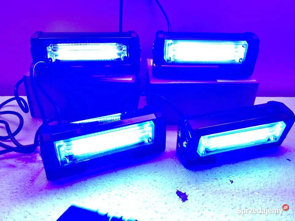 4x stroboskop niebieski 8W 12V lampa Led Pomiechówek