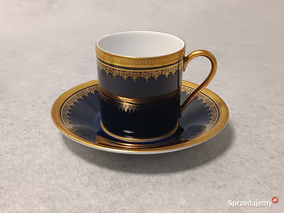Rosenthal Kobaltowa Filiżanka Złocony Duet Porcelana i szkło Poznań