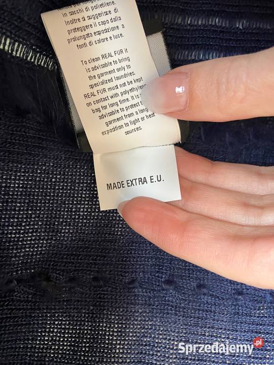 Nowa granatowa luksusowa kamizelka narzutka Nisko