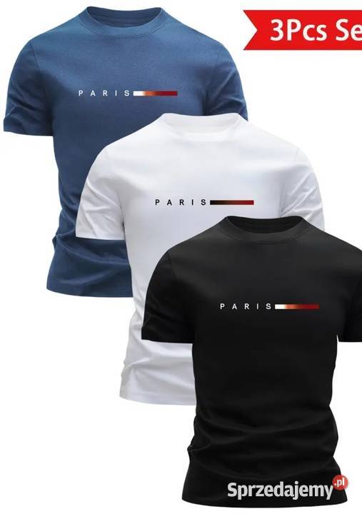 Koszulka męska Paris 100 Bawełny L XL idealna na Moda i Styl