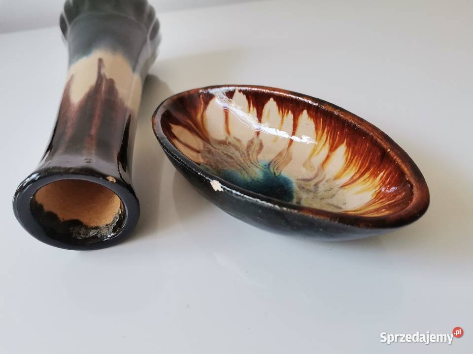 Stary wazon i paterka ceramika krakowska Porcelana i szkło