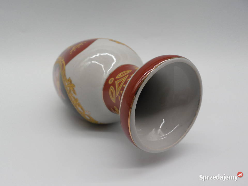 Mały Wazonik Porcelanowy Scenka Rodzajowa Styl Porcelana i szkło