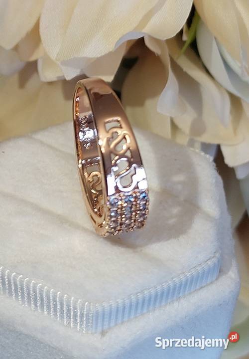 Pierścionek z cyrkoniami Różowe złoto 585 Gliwice