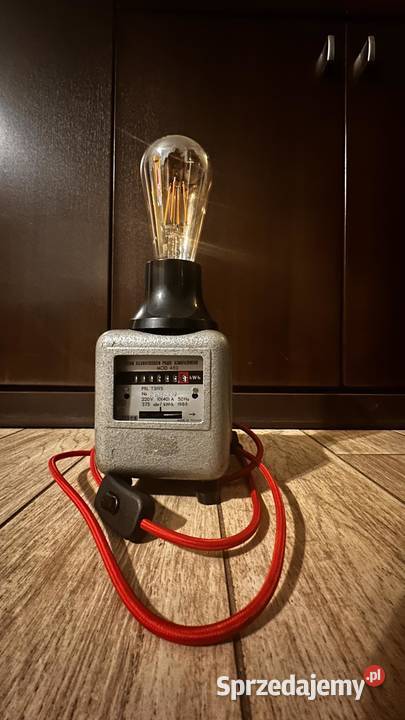 Lampa stołowa z licznika prądu unikat rękodzieła Lubasz