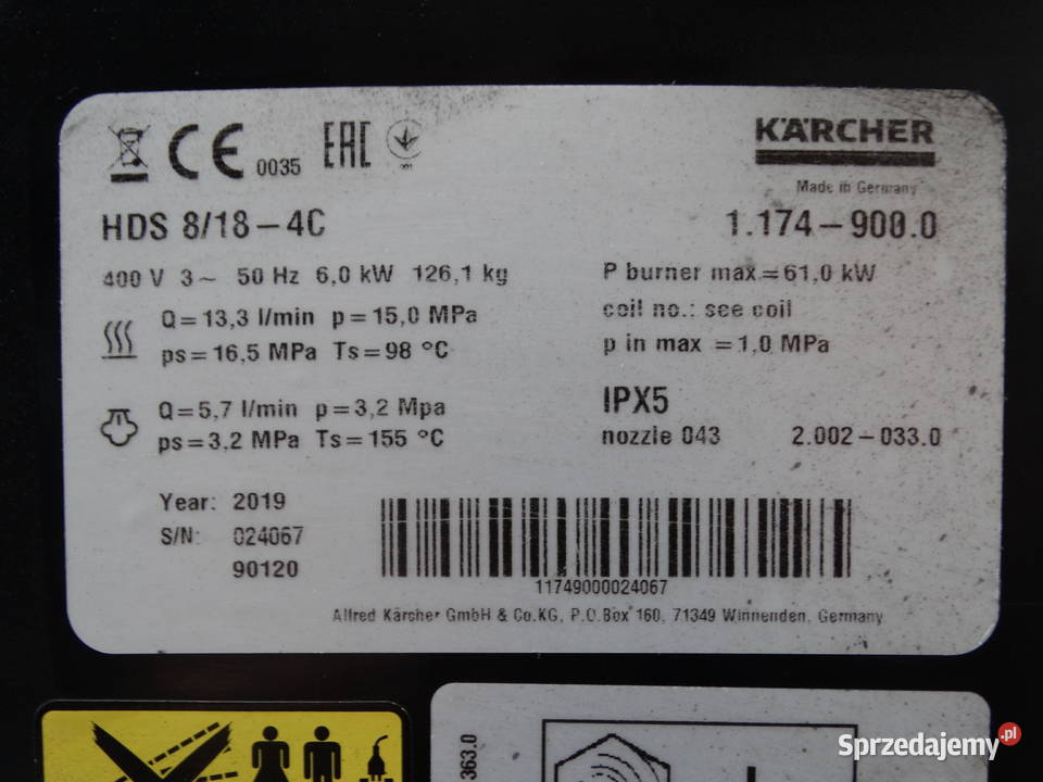 Myjka Ciśnieniowa Karcher HDS 818 4C gorąca woda Radom