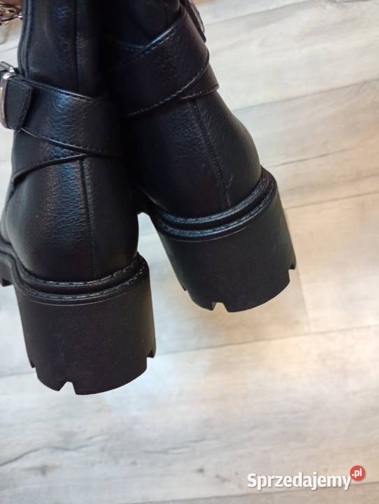37 Czarne traperowe Kozaki oficerki biznesowe 24cm sprzedam