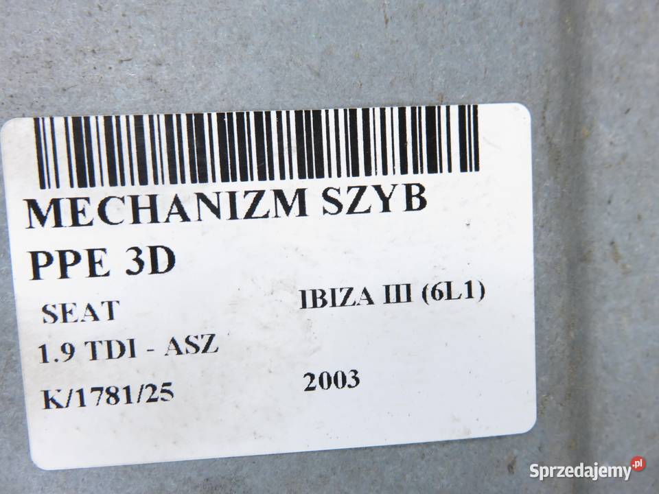 PODNOŚNIK SZYBY PRAWY 3D SEAT IBIZA III osobowe