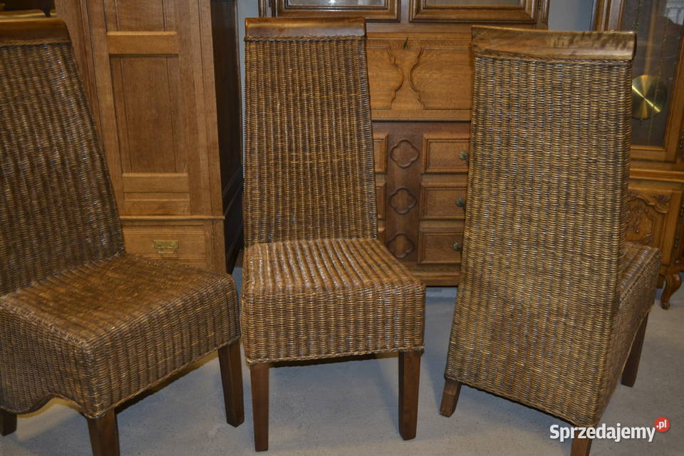 krzesła orzech i rafia salon śląskie Będzin