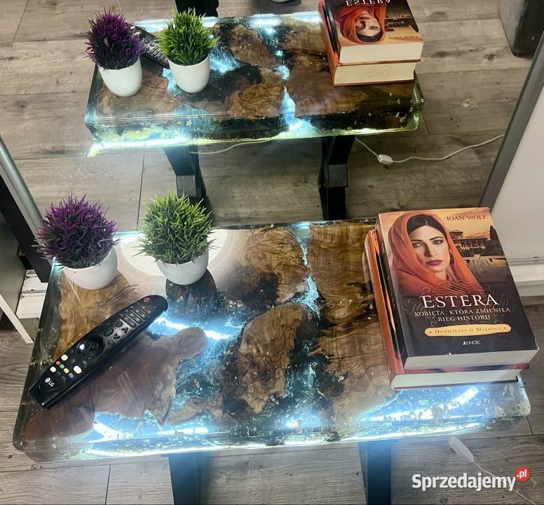 Designerski stolik z korzenia oliwnego żywica Lublin sprzedam