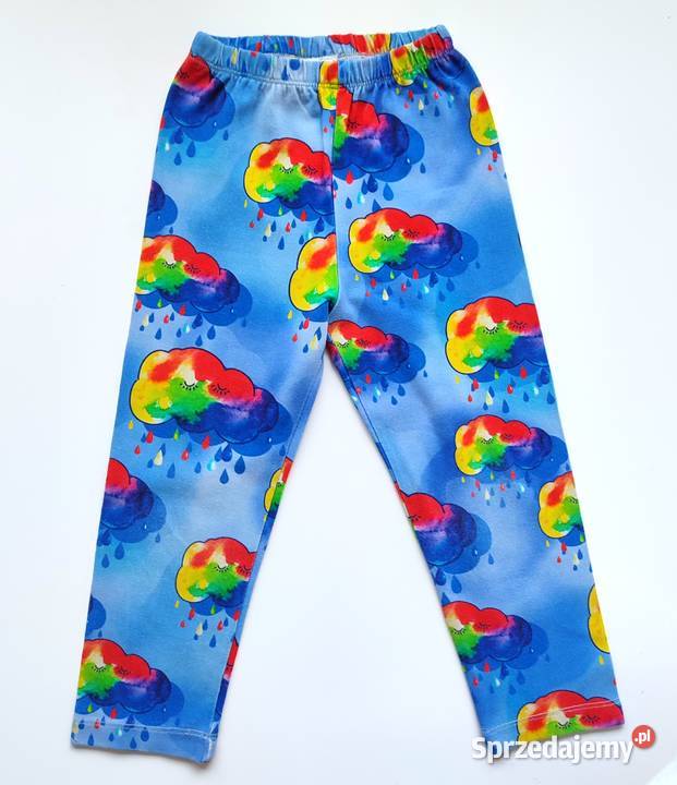 Legginsy w deszczowe chmurki handmade 92 Spodnie Katowice