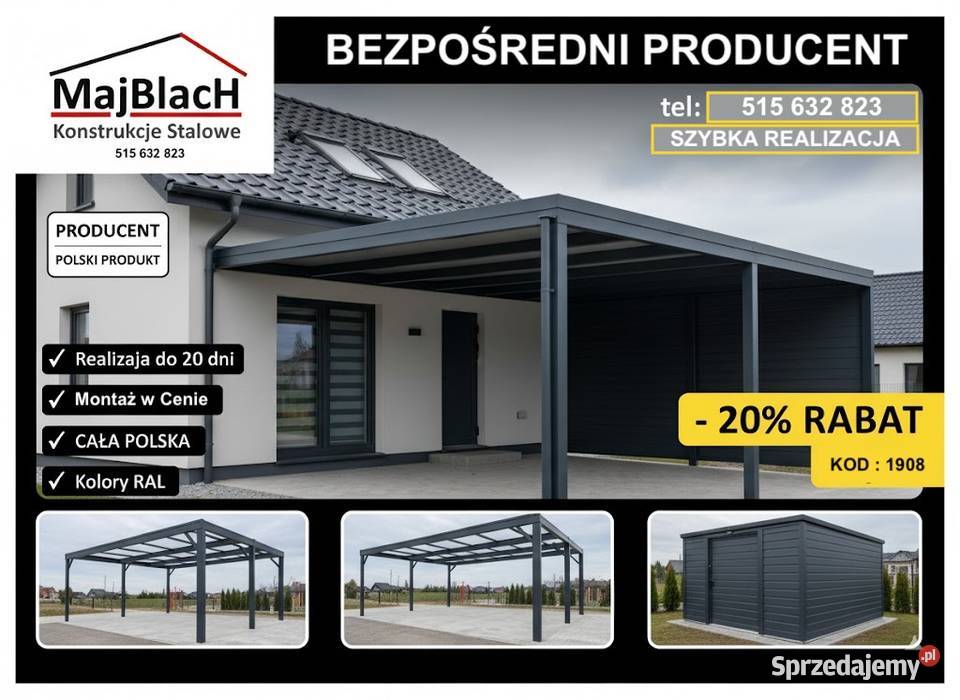 A27Ładne ZADASZENIE do Ogrodu Zadaszenie na 277zł/m2 Busko-Zdrój