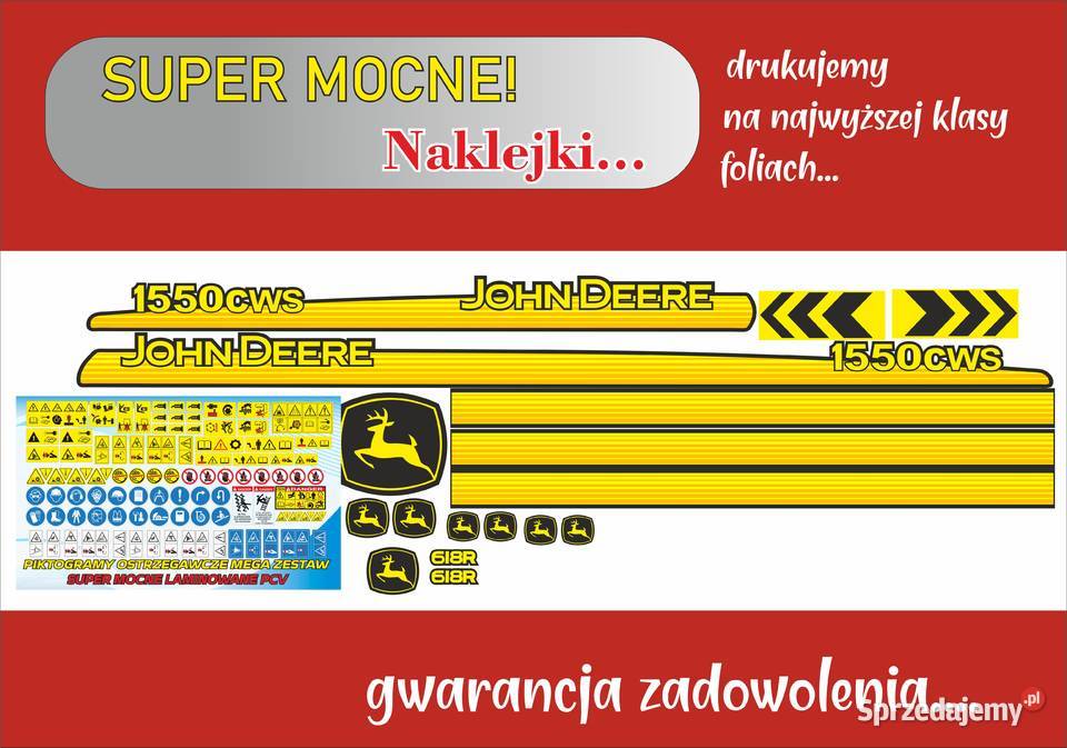 Naklejki John deere 1550 cws mocne laminowane Bydgoszcz