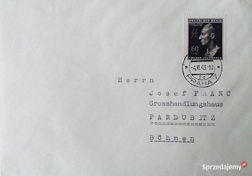 CZECHY i MORAWY 1943HEYDRICH wysyłka Człuchów
