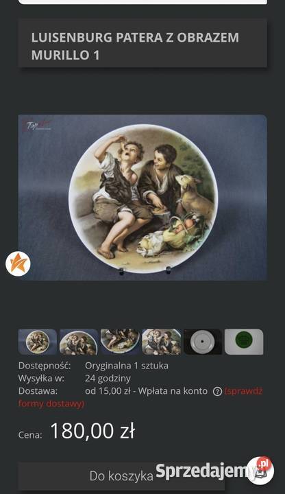 StaffordshirePatera z obrazem Estebana Murillo Pabianice sprzedam