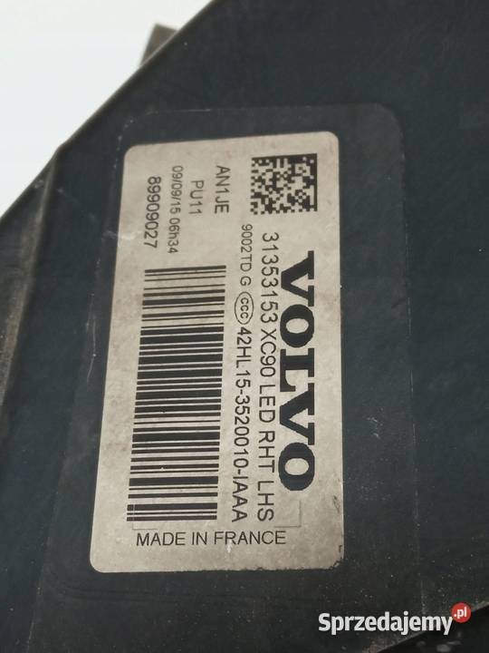 LAMPA PRZÓD LEWA FULL LED EUROPA 31353153 Volvo Rok produkcji 2015 świętokrzyskie
