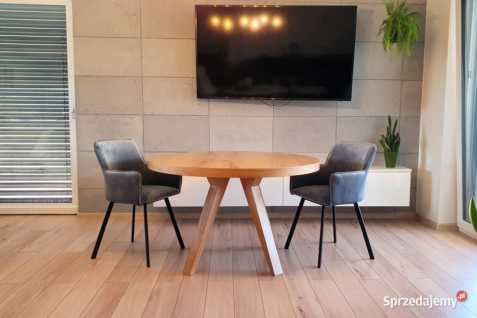 Nowoczesny stół dębowy okrągły rozkładany 2x50 Krosno