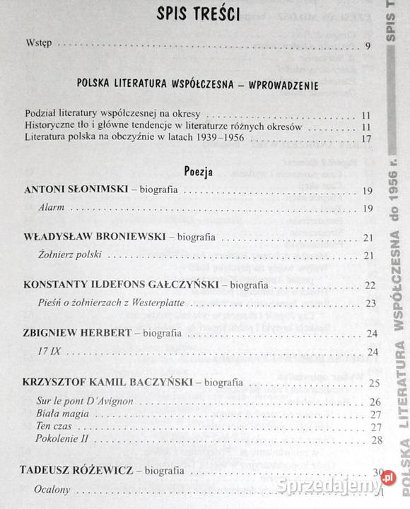 Polska literatura współczesna do 1956 r miękka lubelskie sprzedam