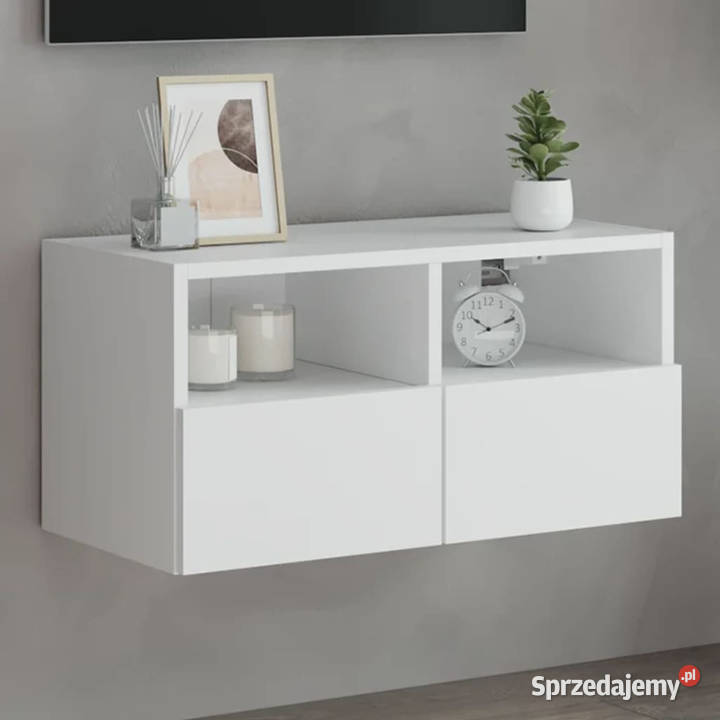 Ścienna szafka TV biała 60x30x30 materiał Warszawa
