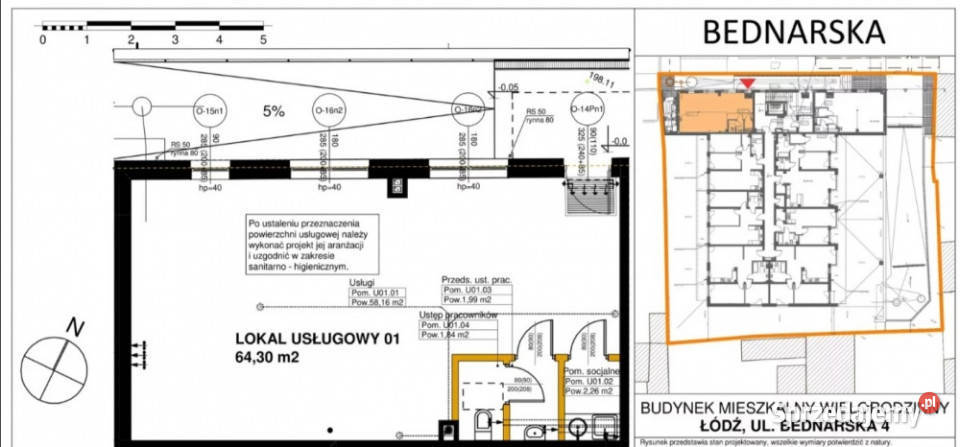 Wynajmę lokale użytkowe 61 m2 i 64 m2 Łódź