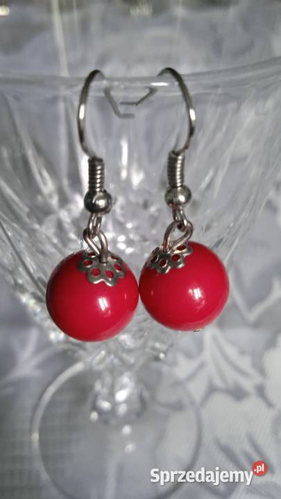 POSREBRZANE KOLCZYKI Z CZERWONĄ JARZĘBINĄ wielkopolskie Piła