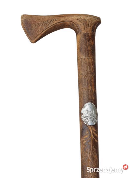 Stara drewniana laska ręcznie rzeźbiona Cieszyn