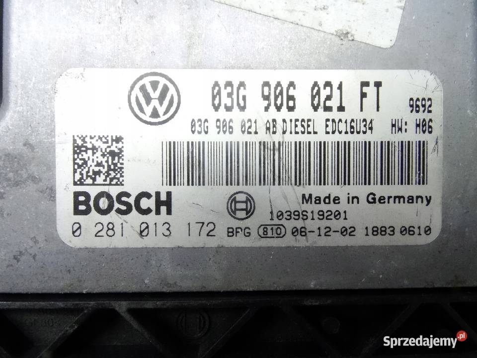 VW EOS STEROWNIK KOMPUTER SILNIKA 20TDI osobowe Przemęt
