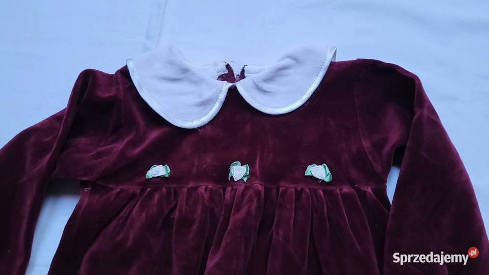 Bordowa sukienka z różyczkami Piekary Śląskie 