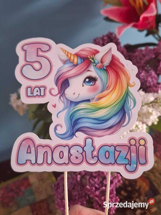 Topper urodzinowy na tort z imieniem Wąbrzeźno