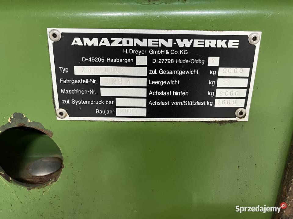 Rozsiewacz do wapna i nawozu Amazone ZGB 10001 Amazone zachodniopomorskie Myślibórz