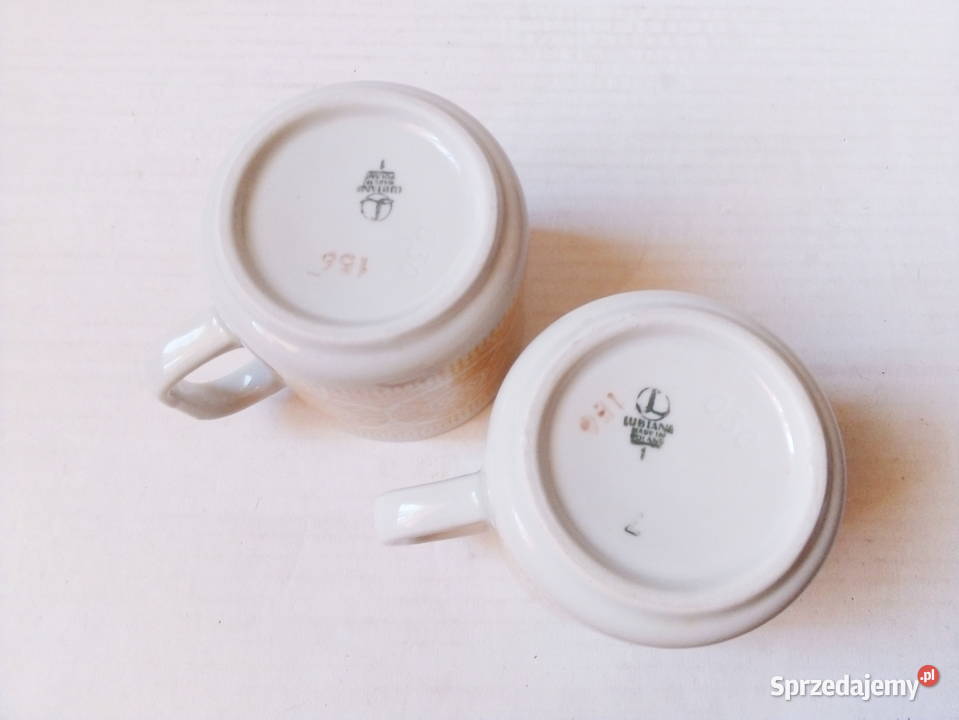 2 kubki z ludowym wzorem Lubiana vintage PRL Częstochowa