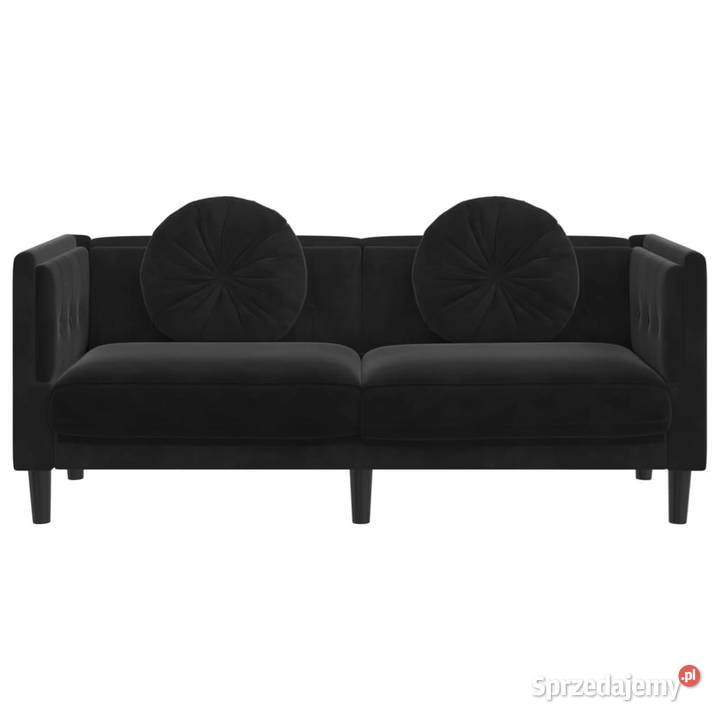 Sofa 2osobowa z poduszkami czarna aksamit mazowieckie Warszawa sprzedam