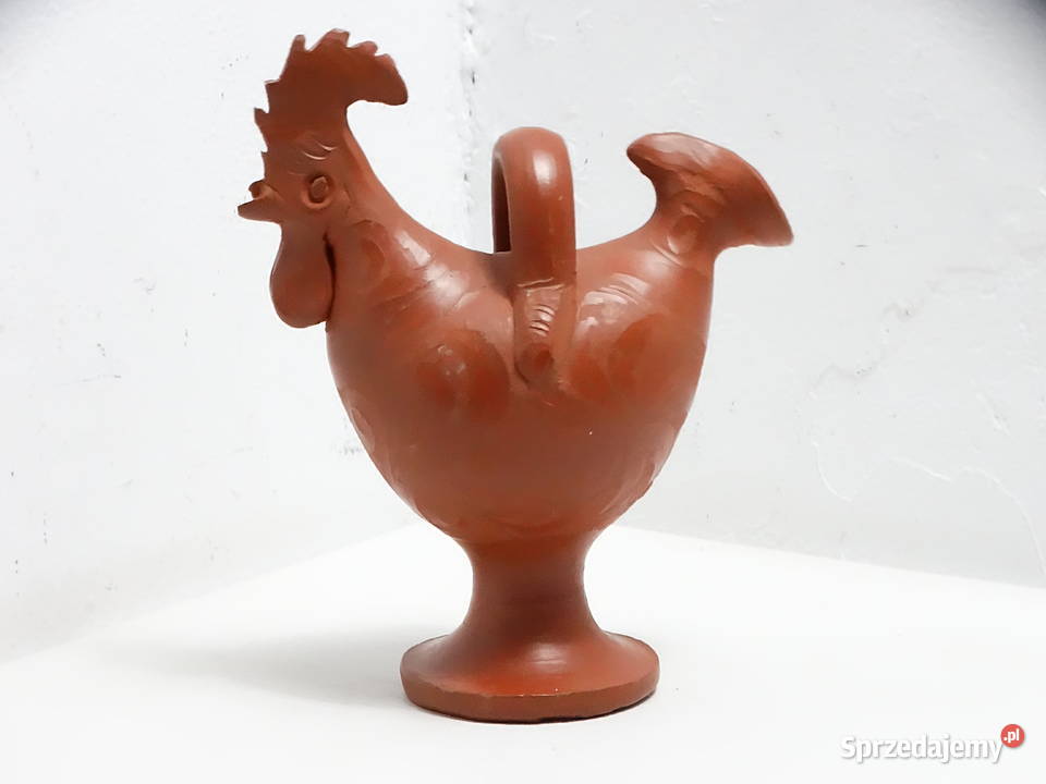 Stara Gliniana Dzbanek Kura Kogut Figurka