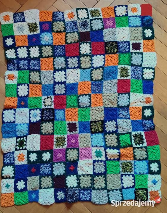Wełniany koc pled narzuta patchwork handmade Gdańsk