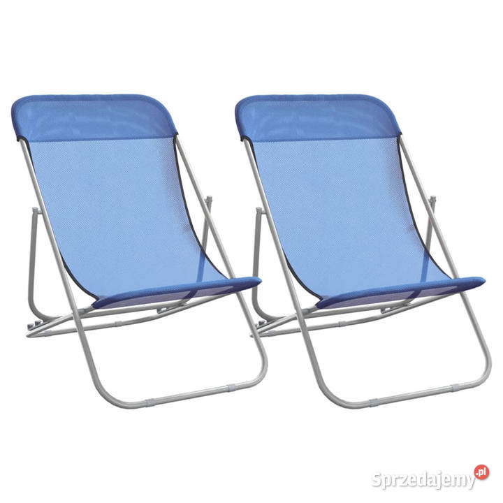 Składane krzesła plażowe 2 niebieskie Textilene mazowieckie