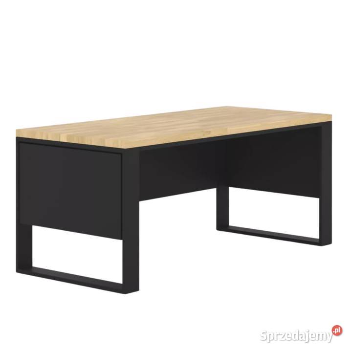 Biurko z Drewna Dębowego Stalowy Stelaż z Gdów