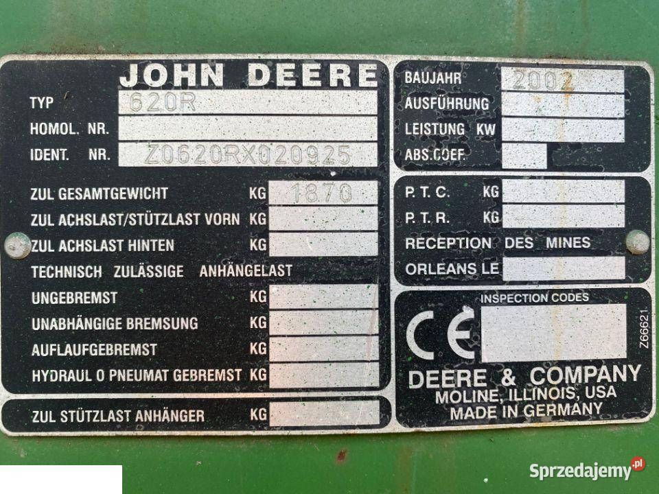 John Deere 620r Próg wielkopolskie Jastrzębniki