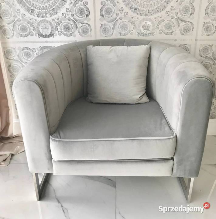 Fotel glamour srebrny szary nowoczesny do salonu Warszawa