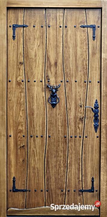 Drzwi DŁUGOSZ drewniane zewnętrzne lewe śląskie Bielsko-Biała sprzedam