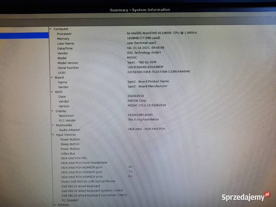 Terminal IGEL UD2LX 2GB4GB SSD Pozostałe Skórzewo